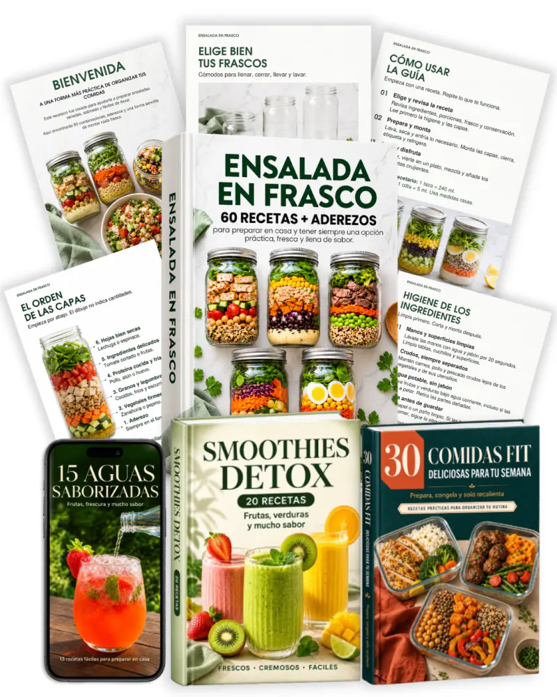 Mockup de 60 recetas de ensaladas en frasco