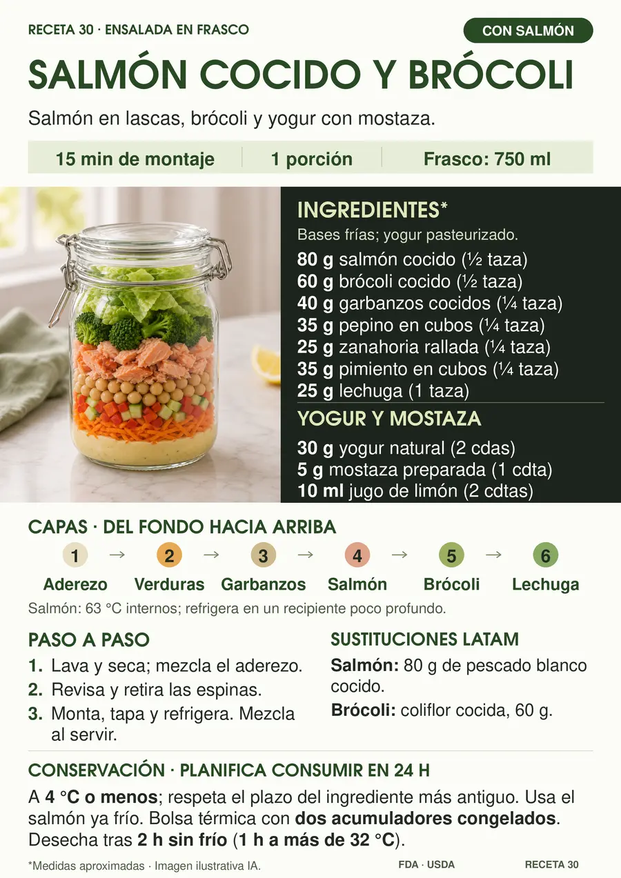 Receta de salmón cocido y brócoli
