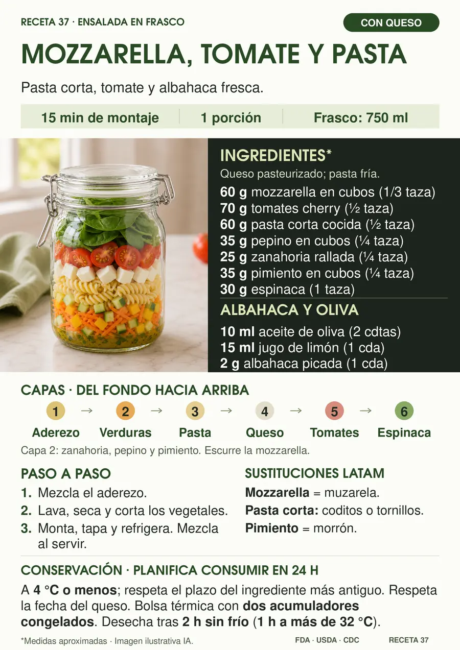 Receta de mozzarella, tomate y pasta